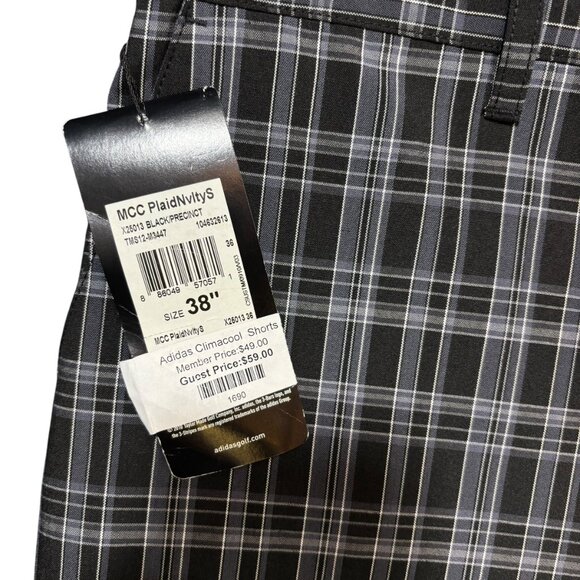Adidas Shorts Men's MCC Plaid Novelty Golf Black /Precinct Flat Front NWT - Picture 7 of 7